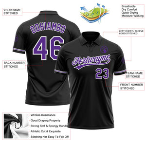 Custom Black Purple-White Performance Vapor Golf Polo Shirt