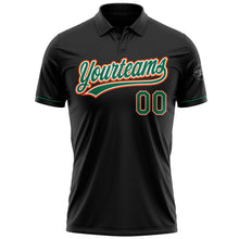 Laden Sie das Bild in den Galerie-Viewer, Custom Black Kelly Green-Orange Performance Vapor Golf Polo Shirt
