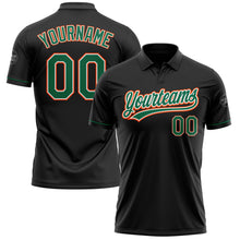 Laden Sie das Bild in den Galerie-Viewer, Custom Black Kelly Green-Orange Performance Vapor Golf Polo Shirt
