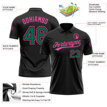 Load image into Gallery viewer, Custom Black Kelly Green-Pink Performance Vapor Golf Polo Shirt
