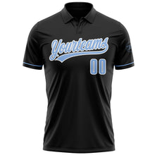 Laden Sie das Bild in den Galerie-Viewer, Custom Black Light Blue-White Performance Vapor Golf Polo Shirt
