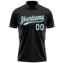Load image into Gallery viewer, Custom Black White-Teal Performance Vapor Golf Polo Shirt

