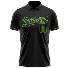 Laden Sie das Bild in den Galerie-Viewer, Custom Black Black-Neon Green Performance Vapor Golf Polo Shirt
