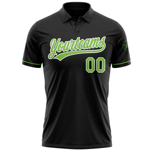 Custom Black Neon Green-White Performance Vapor Golf Polo Shirt