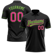 Load image into Gallery viewer, Custom Black Pink-Neon Green Performance Vapor Golf Polo Shirt
