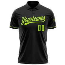 Laden Sie das Bild in den Galerie-Viewer, Custom Black Neon Green Performance Vapor Golf Polo Shirt
