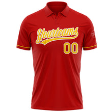 Load image into Gallery viewer, Custom Red Yellow-White Performance Vapor Golf Polo Shirt
