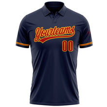 Laden Sie das Bild in den Galerie-Viewer, Custom Navy Red-Gold Performance Vapor Golf Polo Shirt
