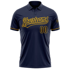Laden Sie das Bild in den Galerie-Viewer, Custom Navy Navy-Gold Performance Vapor Golf Polo Shirt

