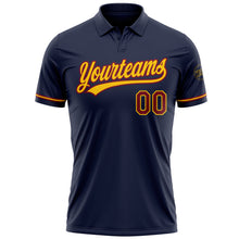Laden Sie das Bild in den Galerie-Viewer, Custom Navy Cimson-Yellow Performance Vapor Golf Polo Shirt
