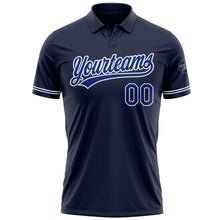 Laden Sie das Bild in den Galerie-Viewer, Custom Navy Royal-White Performance Vapor Golf Polo Shirt
