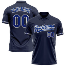 Laden Sie das Bild in den Galerie-Viewer, Custom Navy Royal-White Performance Vapor Golf Polo Shirt
