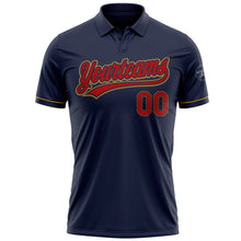 Load image into Gallery viewer, Custom Navy Red-Old Gold Performance Vapor Golf Polo Shirt
