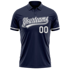 Laden Sie das Bild in den Galerie-Viewer, Custom Navy White-Gray Performance Vapor Golf Polo Shirt
