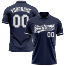 Laden Sie das Bild in den Galerie-Viewer, Custom Navy White-Gray Performance Vapor Golf Polo Shirt
