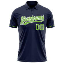 Load image into Gallery viewer, Custom Navy Neon Green-White Performance Vapor Golf Polo Shirt
