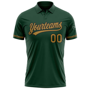 Custom Green Old Gold-Black Performance Vapor Golf Polo Shirt