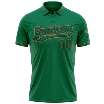 Custom Kelly Green Kelly Green Black-Old Gold Performance Vapor Golf Polo Shirt