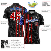 Load image into Gallery viewer, Custom Black Red-Royal 3D Pattern Design Billiards Snooker 8 Ball American Flag Performance Golf Polo Shirt
