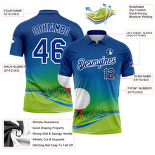 Laden Sie das Bild in den Galerie-Viewer, Custom Royal White 3D Pattern Design Golf Ball Performance Golf Polo Shirt

