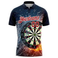 Load image into Gallery viewer, Custom Black Red-White 3D Pattern Design Flame Dart Board Performance Golf Polo Shirt
