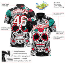 Load image into Gallery viewer, Custom Black White-Red 3D Skull Fashion Performance Golf Polo Shirt
