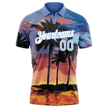 Laden Sie das Bild in den Galerie-Viewer, Custom Light Blue White 3D Pattern Design Hawaii Palm Trees Performance Golf Polo Shirt
