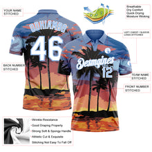 Laden Sie das Bild in den Galerie-Viewer, Custom Light Blue White 3D Pattern Design Hawaii Palm Trees Performance Golf Polo Shirt
