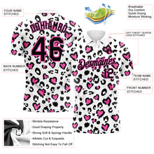 Laden Sie das Bild in den Galerie-Viewer, Custom White Black-Pink 3D Pattern Design Leopard Print Performance Golf Polo Shirt
