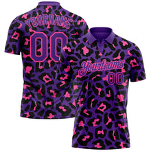 Laden Sie das Bild in den Galerie-Viewer, Custom Purple Pink 3D Pattern Design Leopard Print Performance Golf Polo Shirt
