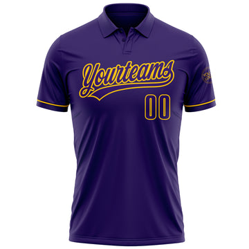 Custom Purple Yellow Performance Vapor Golf Polo Shirt