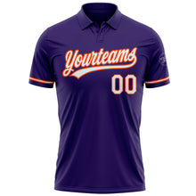 Load image into Gallery viewer, Custom Purple White-Orange Performance Vapor Golf Polo Shirt
