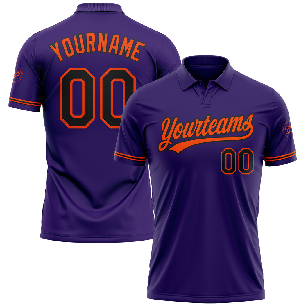 Custom Purple Black-Orange Performance Vapor Golf Polo Shirt