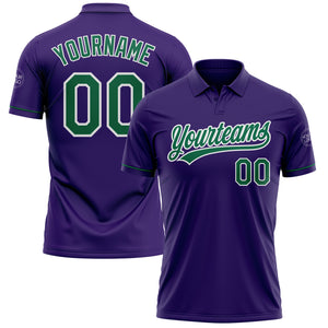 Custom Purple Kelly Green-White Performance Vapor Golf Polo Shirt