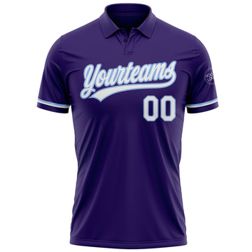 Custom Purple White-Light Blue Performance Vapor Golf Polo Shirt