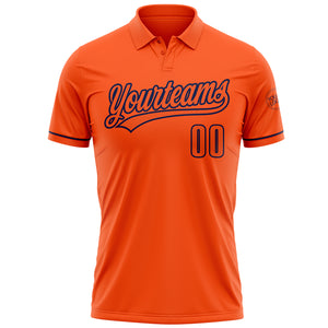 Custom Orange Navy Performance Vapor Golf Polo Shirt