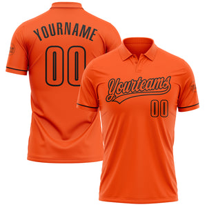 Custom Orange Black Performance Vapor Golf Polo Shirt