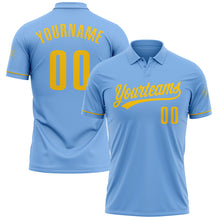 Load image into Gallery viewer, Custom Light Blue Yellow Performance Vapor Golf Polo Shirt
