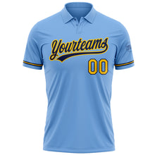 Laden Sie das Bild in den Galerie-Viewer, Custom Light Blue Yellow-Navy Performance Vapor Golf Polo Shirt
