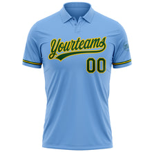 Laden Sie das Bild in den Galerie-Viewer, Custom Light Blue Green-Yellow Performance Vapor Golf Polo Shirt
