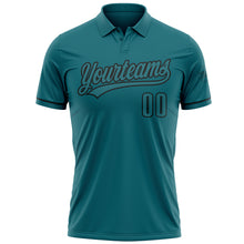 Laden Sie das Bild in den Galerie-Viewer, Custom Teal Black Performance Vapor Golf Polo Shirt
