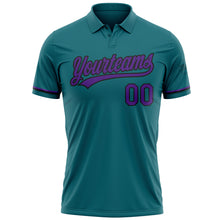 Load image into Gallery viewer, Custom Teal Purple-Black Performance Vapor Golf Polo Shirt
