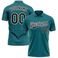 Laden Sie das Bild in den Galerie-Viewer, Custom Teal Black-White Performance Vapor Golf Polo Shirt
