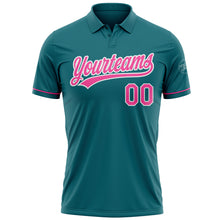 Laden Sie das Bild in den Galerie-Viewer, Custom Teal Pink-White Performance Vapor Golf Polo Shirt
