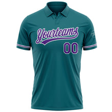 Load image into Gallery viewer, Custom Teal Purple-White Performance Vapor Golf Polo Shirt
