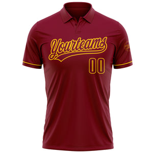 Custom Crimson Yellow Performance Vapor Golf Polo Shirt