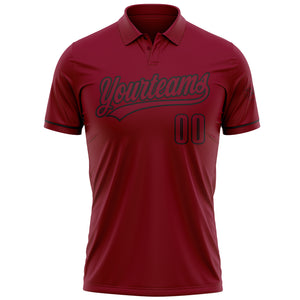 Custom Crimson Black Performance Vapor Golf Polo Shirt