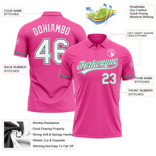 Laden Sie das Bild in den Galerie-Viewer, Custom Pink White-Kelly Green Performance Vapor Golf Polo Shirt
