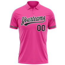 Laden Sie das Bild in den Galerie-Viewer, Custom Pink Black-White Performance Vapor Golf Polo Shirt

