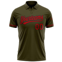Load image into Gallery viewer, Custom Olive Red-Black Performance Vapor Salute To Service Golf Polo Shirt

